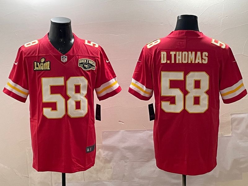Men Kansas City Chiefs 58 D.Thomas Red Second generations 2025 Nike Limited NFL Jersey style 2